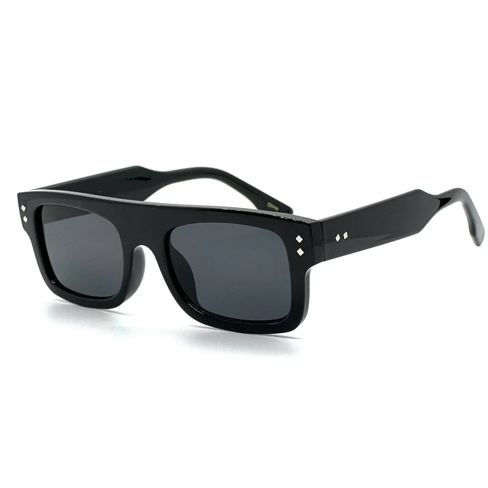 Mens Square Sunglasses Flat Top Black Accents Fashion Shades Casual Modern Male‎
